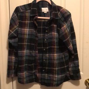 super soft dark plaid button up